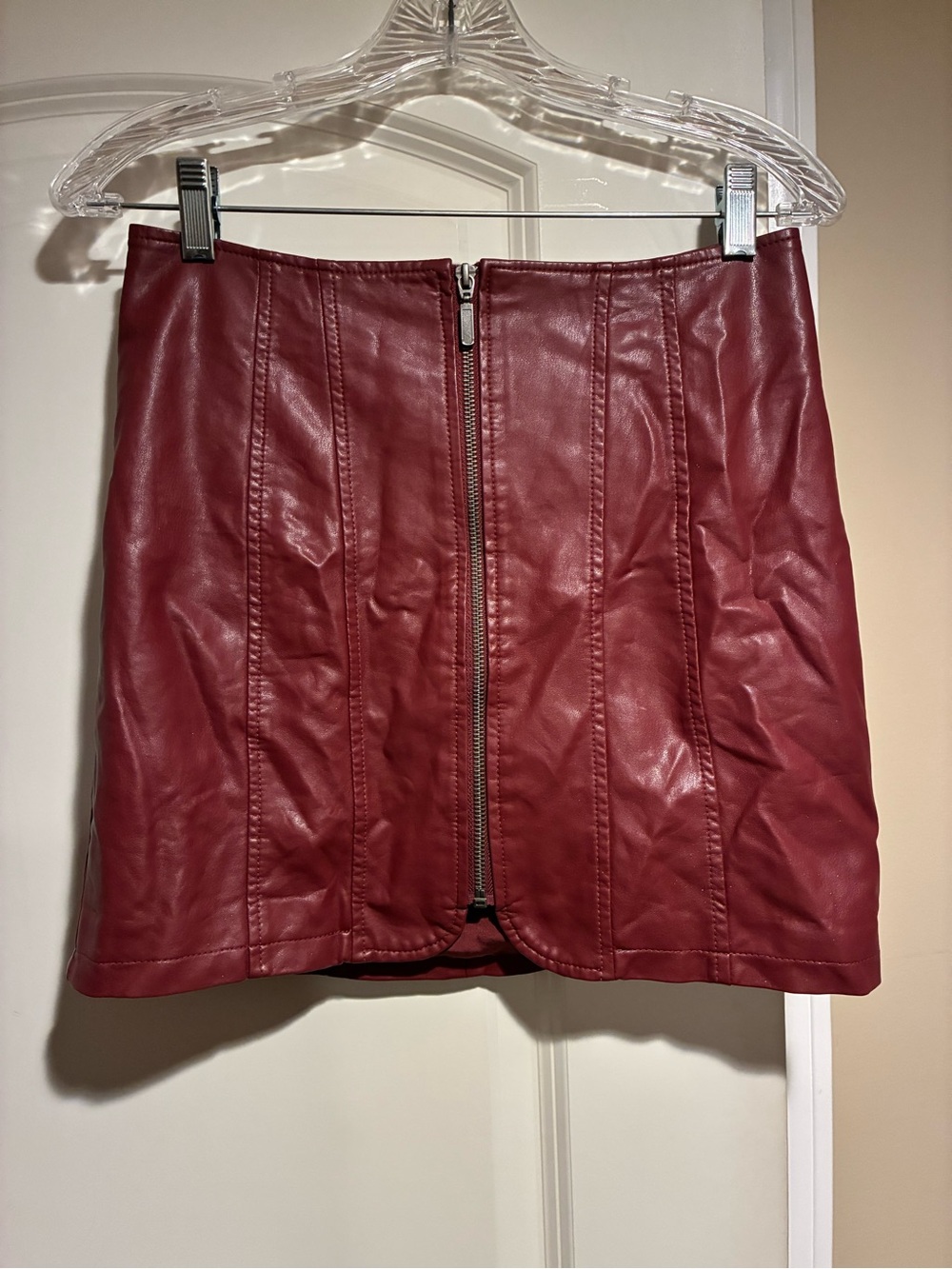 Free People Layla Faux Leather (vegan) Front-Zip Mini Skirt